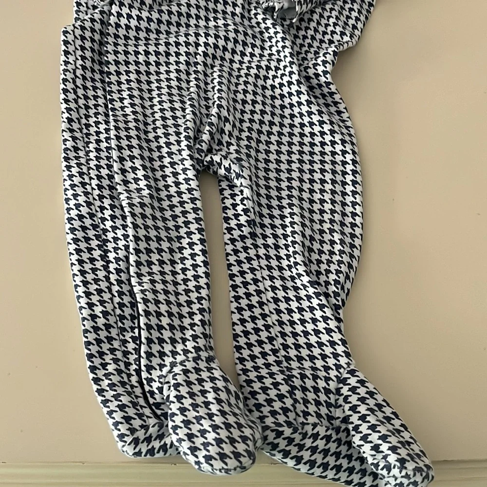 Ralph Lauren Navy and White Houndstooth Footie 9m